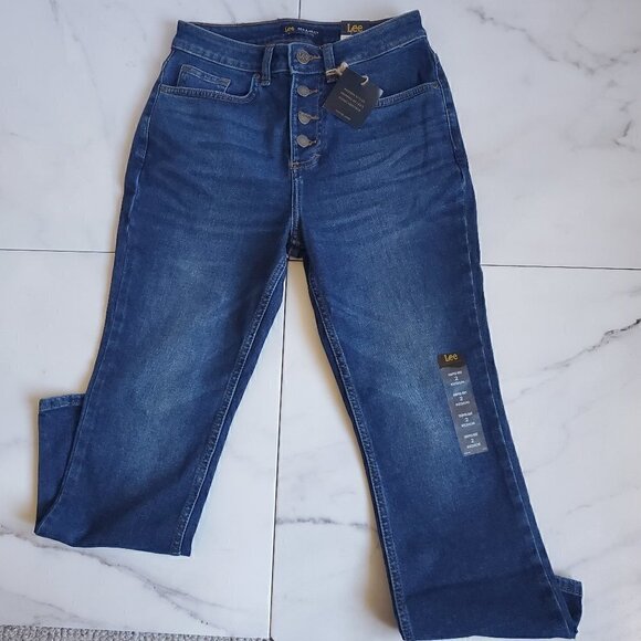 Women's Lee Barely Boot Leg Cropped Boot Cut High Rise Relaxed Fit Denim Jeans - Picture 7 of 15